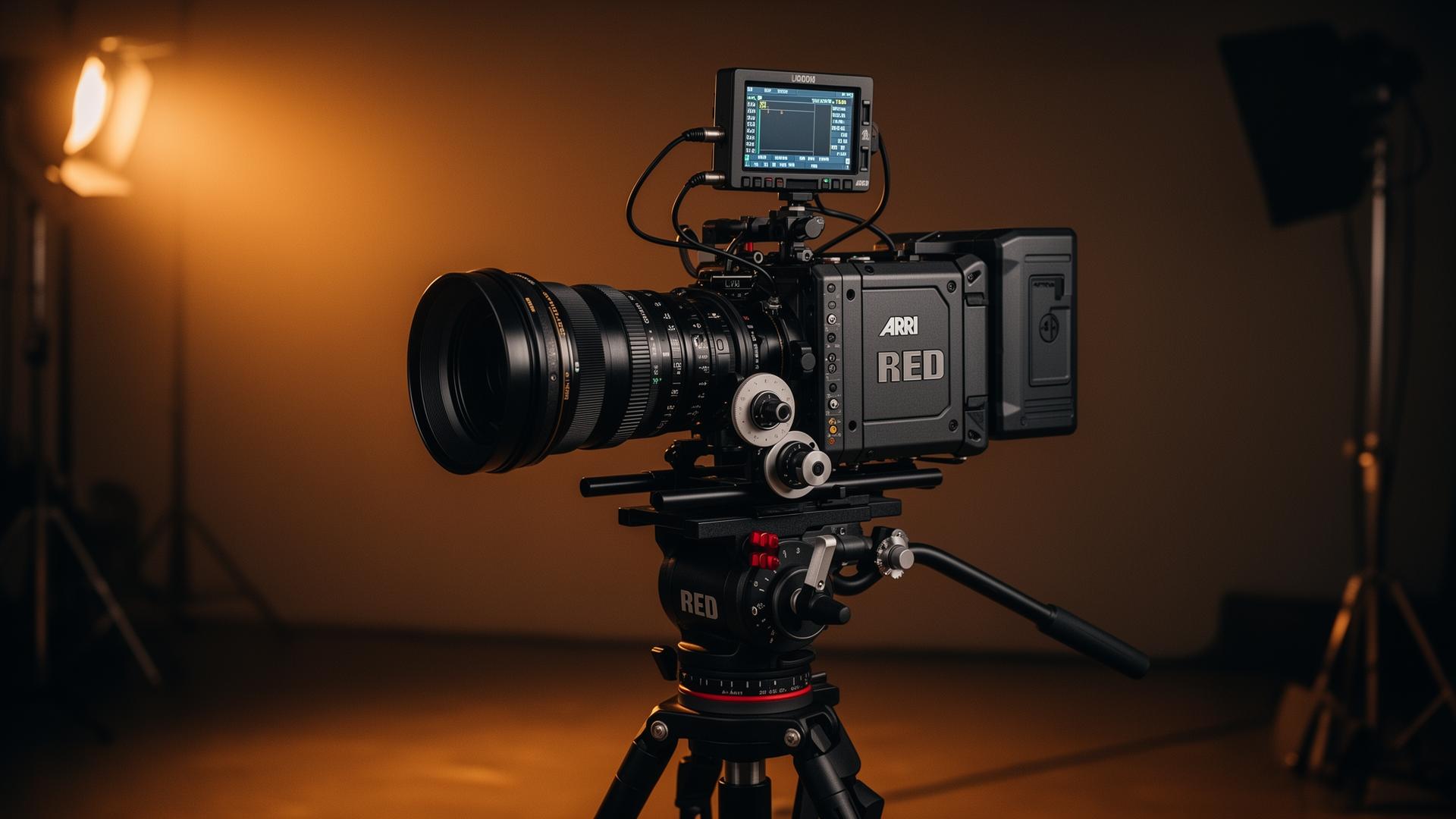 4K cinema camera on tripod